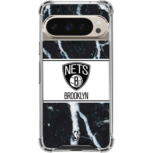NBA Brooklyn Nets Marble Pixel 9/9 Pro Clear Case